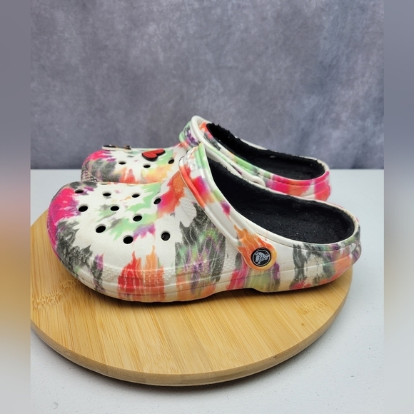 Crocs Classic Lined Blotched Tie Dye Slip On Clog Shoes Sandals Mens 8 Womens 10 - Picture 1 of 10